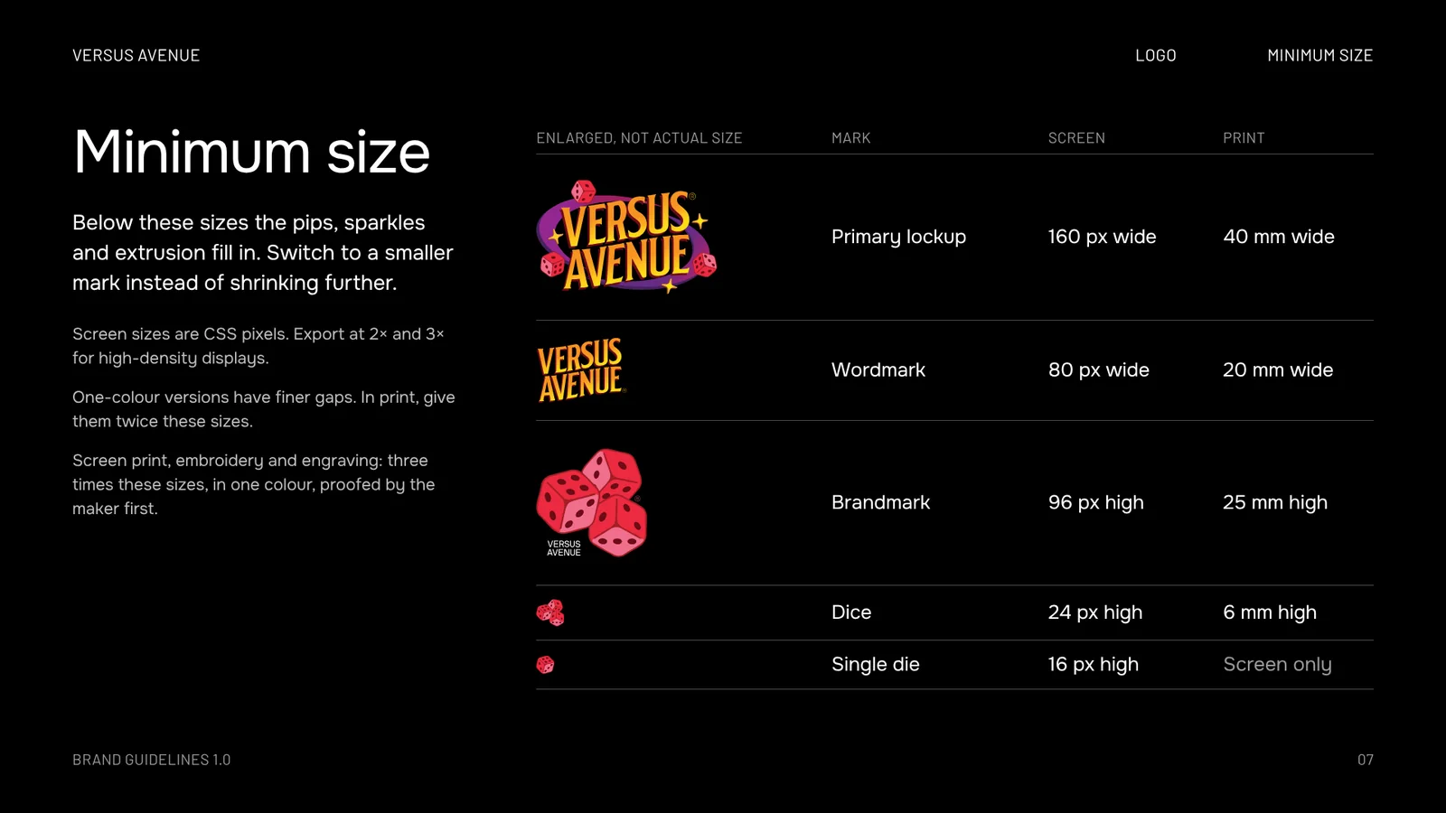 Brandbook page 7: Minimum size