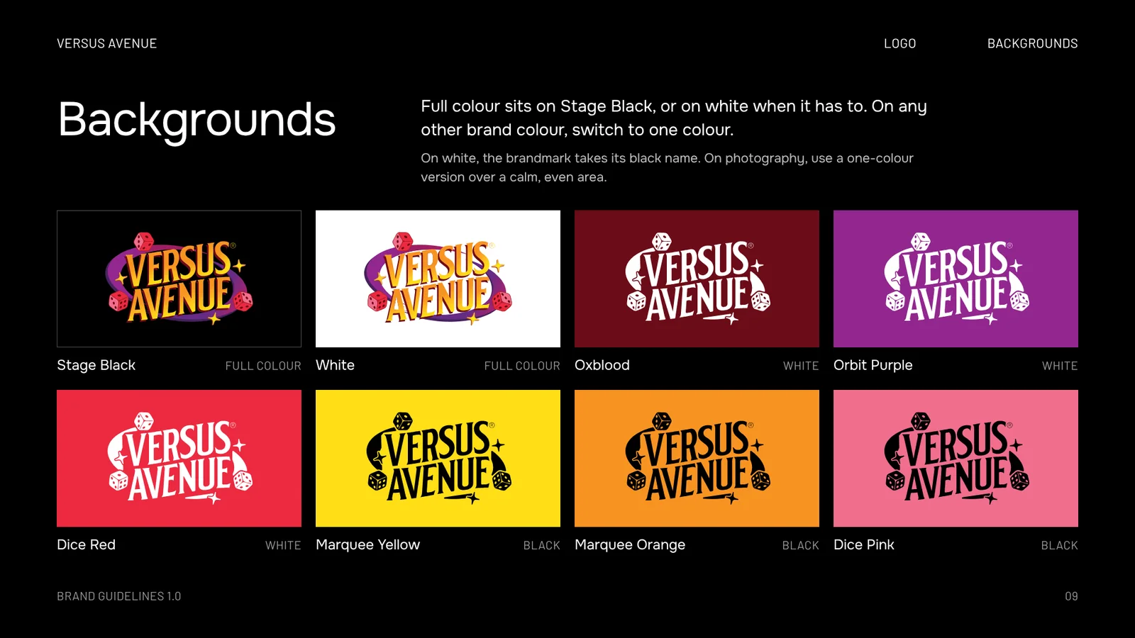 Brandbook page 9: Backgrounds